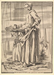 Omvänd kopia av Noisettes Nötknäppare, från Les Cris de Paris The Cries of Paris, 1700-talet. av Jacques Philippe Le Bas