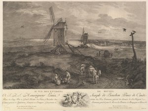 Andra utsikten över Brygge IIe. Vue des environs de Bruges. av Jacques Philippe Le Bas