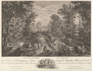 Utsikt över Brygges omgivning Vue des environs de Bruges. av Jacques Philippe Le Bas