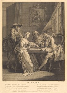 Le tric-trac av Jacques Philippe Le Bas after Charles Eisen