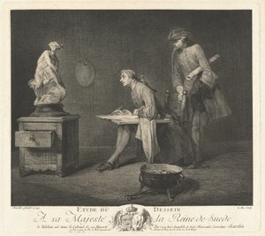 Att studera teckning (The Drawing Lesson) av Jacques Philippe Le Bas after Jean Siméon Chardin