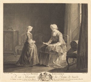 La Bonne utbildning (Den goda utbildningen) av Jacques Philippe Le Bas after Jean Siméon Chardin