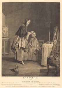 Negligen, eller morgontoaletten av Jacques Philippe Le Bas after Jean Siméon Chardin