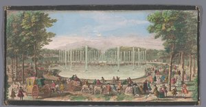 Utsikt över Bassin de Neptunus i trädgården i Versailles Vue du Bassin de Neptune dans le Jardin de Versailles (titel på objekt) av Jacques Rigaud (possibly)