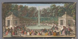 Utsikt över Bosquet des Dômes i Versailles trädgård Les Domes (titel på objekt) av Jacques Rigaud (possibly)