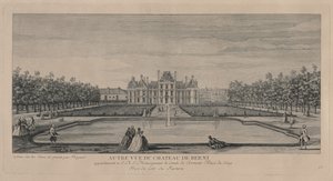 Chateau of Berny från trädgårdarna av Jacques Rigaud