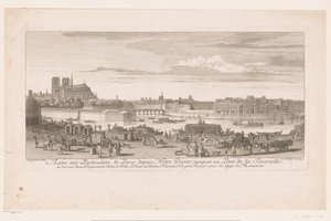Se över Paris från Notre Dame till Pont de la Tournelle Utsikt över Paris från Notre-Dame till Pont de la Tournelle (...) tagen från Quai de Miramion (titel på objektet) av Jacques Rigaud