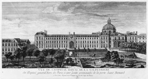 Vy över Hopital Royal de La Salpetriere, känd som Hopital General, Paris