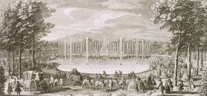 Vy över Neptunusfontänen, Versailles av Jacques Rigaud