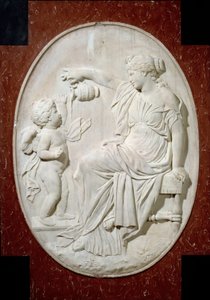 Monument till hjärtat av Ludvig XIII: de fyra kardinaldygderna. Måttlighet. Dekorelement från Louis XIII:s begravningsmonument vid kyrkan Saint Paul Saint Louis (Saint Paul) rue Saint Antoine i Paris. Marmorrelief bas av Jacques Sarazin (1592-16 av Jacques Sarazin