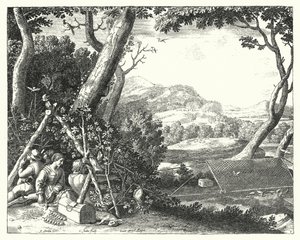 Fånga fåglar (gravyr) av Jacques Stella