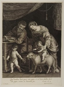 Helig familj med Johannes, graverad av Gilles Rousselet (gravyr) av Jacques Stella