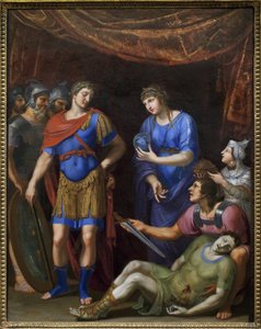 Marc Antoines död (Marcus Antonius, son till Marcus Nepos, 83-30 f.Kr.). Målning av Jacques Stella (1596-1657), olja på duk. Art francais 1600-talet. Museum of Fine Arts Budapest (Ungern).
