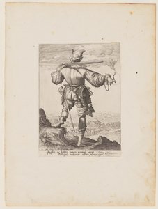 Musketör med hjälm, från Officerare och soldater i kejsar Rudolf II:s livgarde av Jacques de Gheyn II