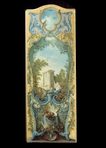 Möbler: målarskärm på marouflpapper av Jacques de Lajoue (1686-1761) 1700-tal av Jacques de Lajoüe
