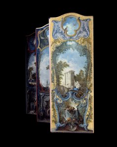 Möbler: målarskärm på marouflpapper av Jacques de Lajoue (1686-1761) 1700-tal