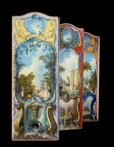 Möbler: målarskärm på marouflpapper av Jacques de Lajoue (1686-1761) 1700-tal