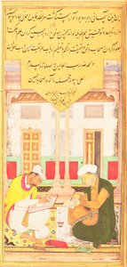 Skrivare och målare i arbete, från Hadiqat Al-Haqiqat (Sanningens trädgård) av Hakim Sana