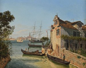 Utsikt över San Giorgio Maggiore i Venedig av Jakob Alt
