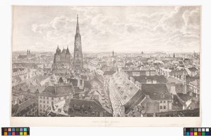 Panorama över Wien mot öster, från Sankt Peterskyrkan av Jakob Alt