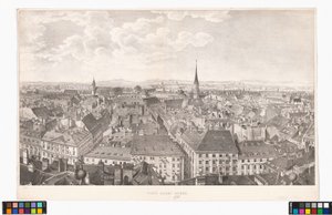 Panorama över Wien mot söder, från Sankt Peterskyrkan av Jakob Alt