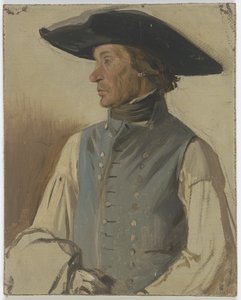 Bonde med stor hatt och blå väst av Jakob Becker