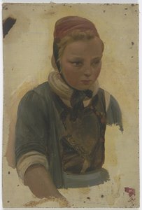 Bröstbild av en liten bondflicka av Jakob Becker