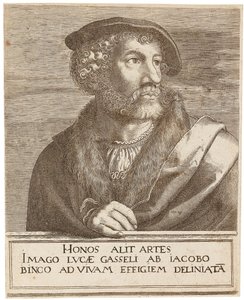 Porträtt av konstnären Lucas Gassel. av Jakob Binck