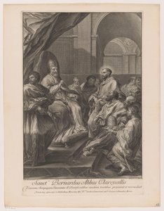 Heilige Bernardus van Clairvaux för paus Innocentius II Sankt Bernardus abbot av Clareualis (titel på objektet) av Jakob Frey (I)