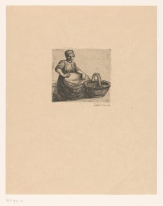 Bondekvinna med korg Butter farmer (titel på objekt) av Jakob Smits (signed by artist)