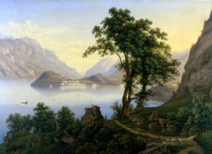 Utsikt över Bellagio vid Comosjön. 1800-talet. Målning av Jacob Suter. av Jakob Suter