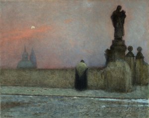 Debut de soiree i Hradcany (Prag, Tjeckien) - Tidig kväll i Hradcany - Jakub Schikaneder (1855-1924). Olja på duk