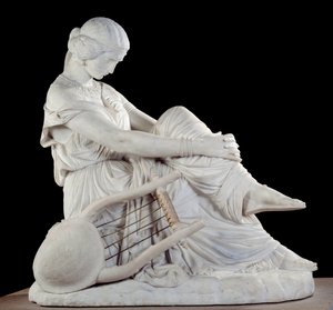 Sapho (eller Sappho, 700-talet f.Kr.), grekisk poet från antiken. Marmorskulptur av James Pradier (1790-1852)
