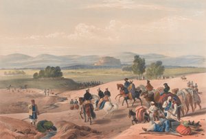 The Approach to the Fortress of Kwettah [sic], c.1839 (litografi, tonad)