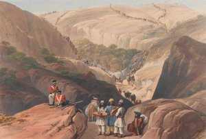 The First Descent through the Koojah [sic] Pass, c.1839 (litografi, tonad)