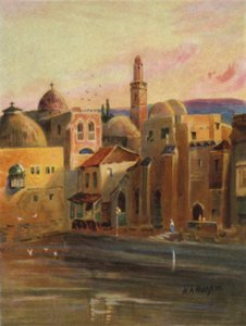 Hiskias pool i Jerusalem (färg litho) av James (after) Clark
