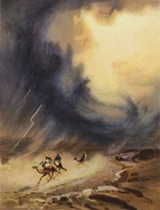Åskväder och hagel, Sinai (färg litho)