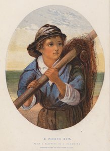 A Fisher Boy (färglitografi) av James (after) Drummond