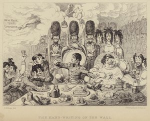Handskriften på väggen: parodi på Belshazzars festmåltid föreställande Napoleon och hans fru Josephine