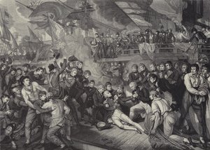 Amiral Lord Nelsons död i slaget vid Trafalgar av James (after) Heath