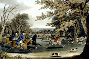 Royal Hunt in Windsor Park, graverad av Matthew Dubourg (fl.1813-20) 1829 (färg litho)