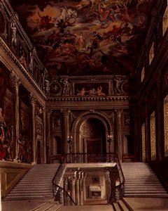 Trappa, Buckingham House, graverad av William James Bennett (1787-1844) från puben "The History of the Royal Residences" av William Henry Pyne (1769-1843). 1818 (lito)