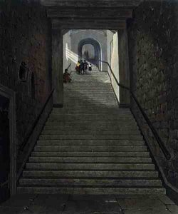 Den antika trappan, Windsor Castle, från "Royal Residences", graverad av R. Reeve, pub. av William Henry Pyne (1769-1843)