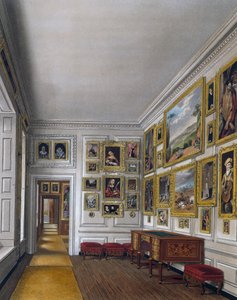 Drottningens indragningsrum, gravyr av William James Bennett (1787-1844), Baserat på design av James Stephanoff (ca 1788-1874), Från The History of the Royal Residences