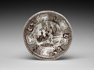 Koppstallrik, ca. 1837-1856 (blyglaserat lergods med transfertryck) av James (attr.to) Beech