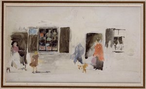 En Brittany-butik med fönsterluckor av James Abbott McNeill Whistler