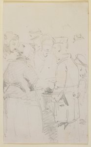 En grupp av figurer runt en brazier, 1858. av James Abbott McNeill Whistler
