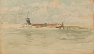 En liten röd anteckning - Dordrecht, 1884. av James Abbott McNeill Whistler
