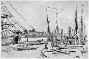 En skiss från Billingsgate, 1800-talet 1904. av James Abbott McNeill Whistler