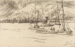 Amsterdam från Tolhuis, 1863. av James Abbott McNeill Whistler